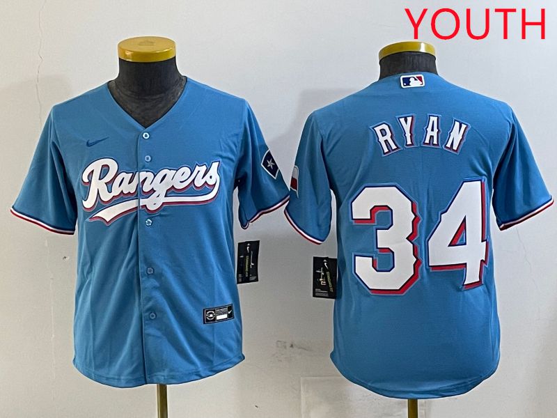 Youth Texas Rangers #34 Ryan Light Blue Game 2025 Nike MLB Jersey style 1